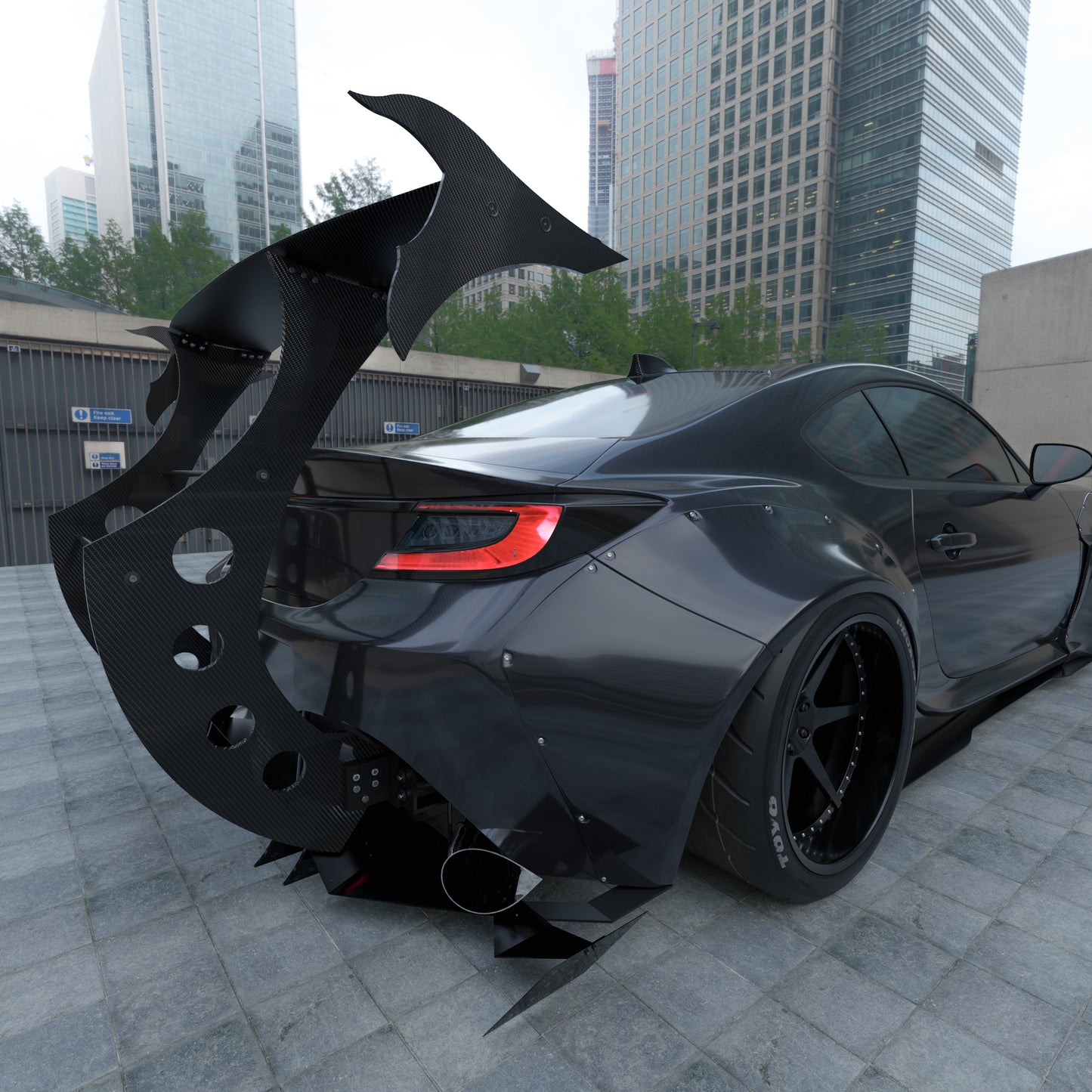 Universal Racing Spoiler End Plates, Black, Aerodynamic Wing Side Plates R2