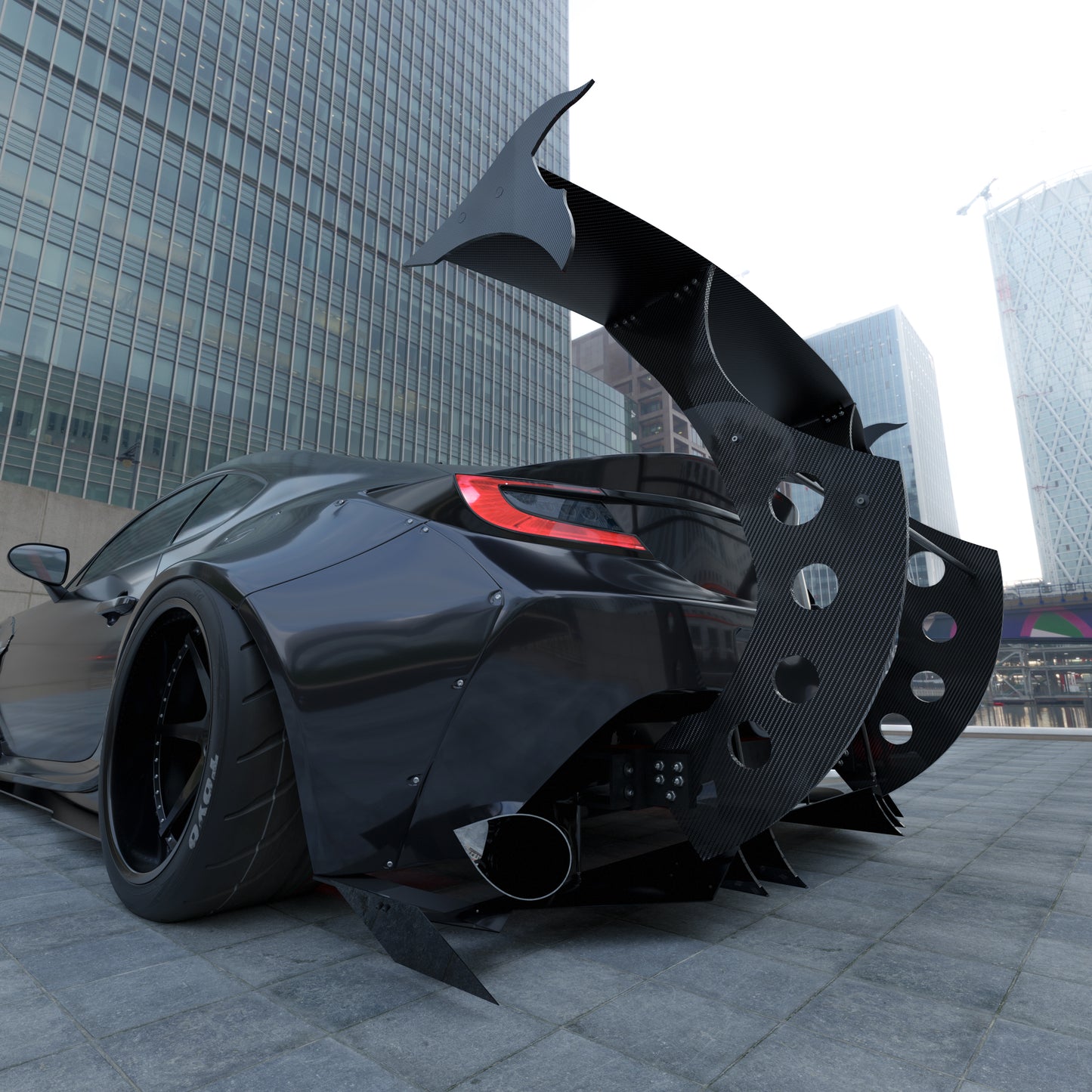 Universal Racing Spoiler End Plates, Black, Aerodynamic Wing Side Plates R2