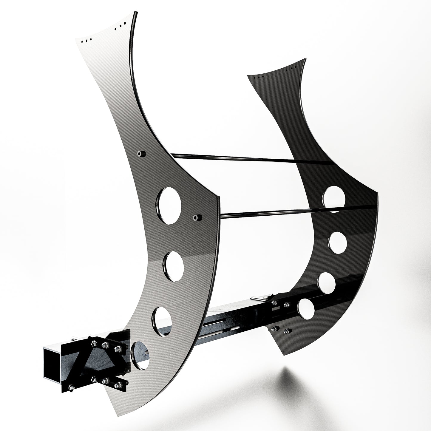 Universal Carbon Fiber Wing Mounting Plates - Heavy Duty 1x1" Square Tube Adapters for Chassis-Mounted Spoilers Complete Bracket System for Aftermarket Wings (No Drilling Required)
