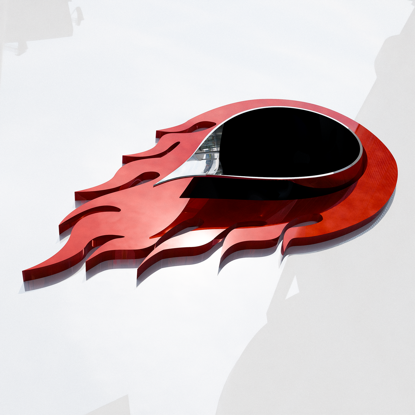 Flame Design Decorative Trim Plate for Teardrop Exhaust Tip, Heat-Resistant Resin 2''