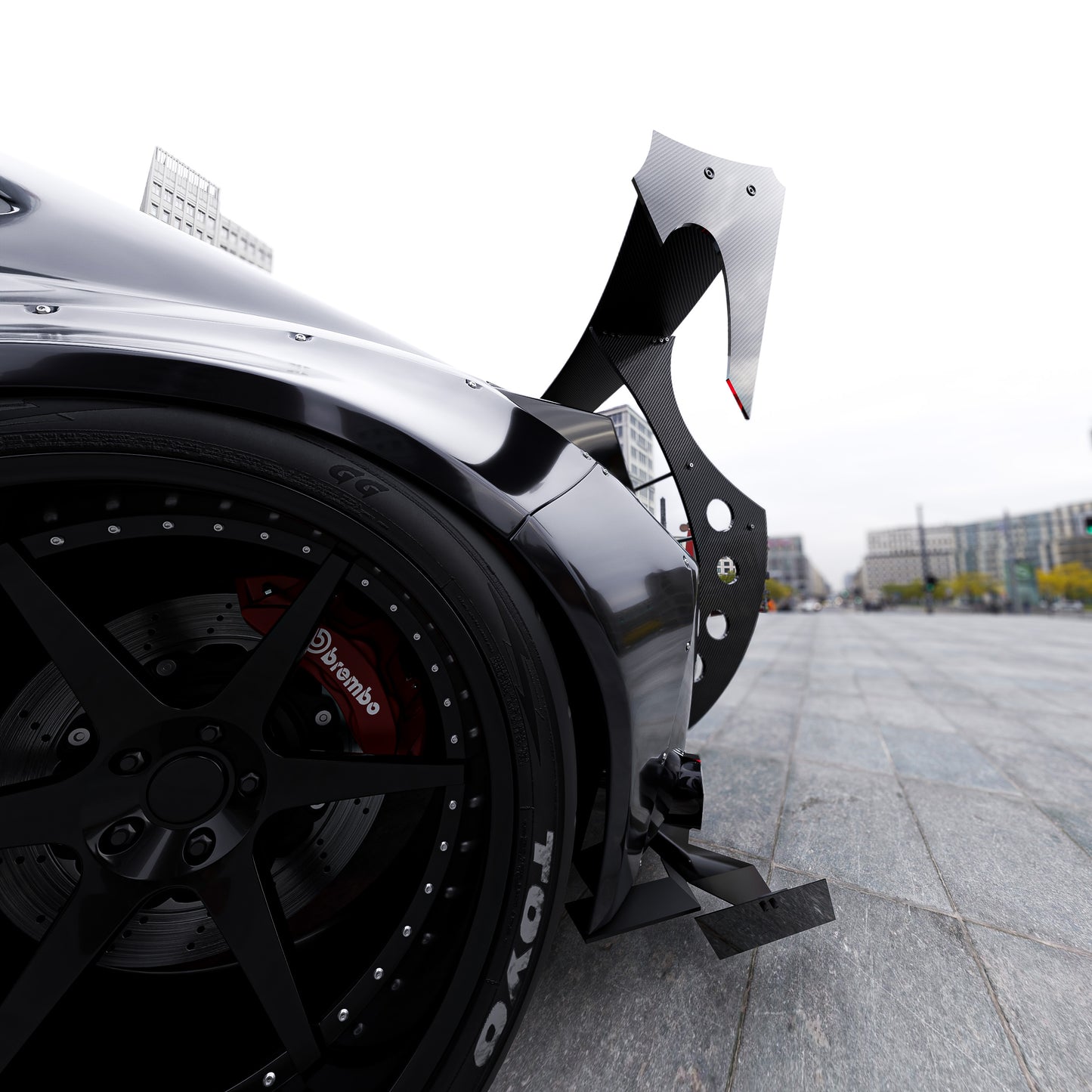 3K Carbon Fiber End Plates for Spoilers - The Battle Design - 18"x12" Raw (Un-Drilled) - Universal Fit - DIY Custom Mounting - Pair (Left+Right)