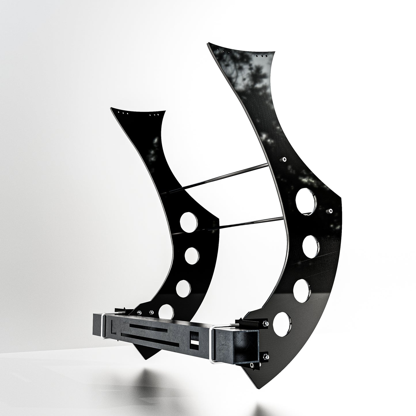 Universal Carbon Fiber Wing Mounting Plates - Heavy Duty 1x1" Square Tube Adapters for Chassis-Mounted Spoilers Complete Bracket System for Aftermarket Wings (No Drilling Required)