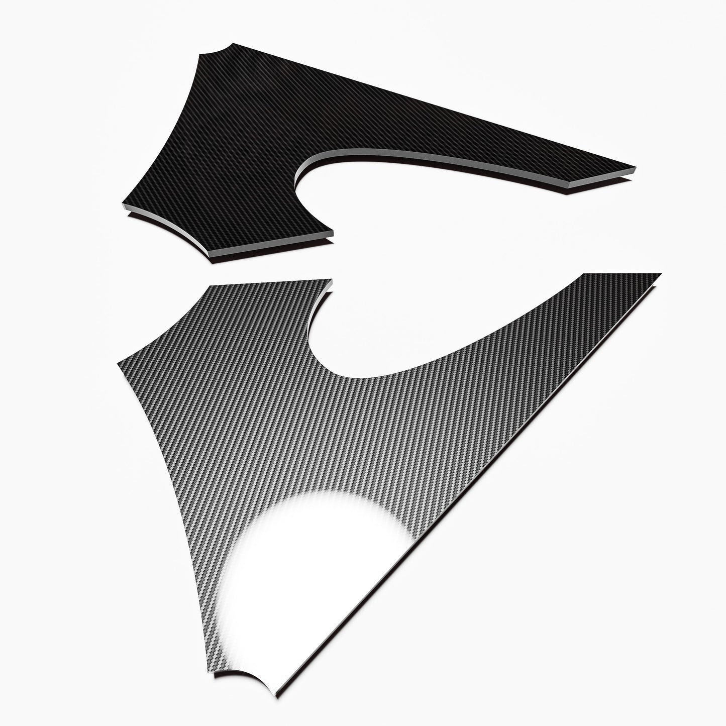 3K Carbon Fiber End Plates for Spoilers - The Battle Design - 18"x12" Raw (Un-Drilled) - Universal Fit - DIY Custom Mounting - Pair (Left+Right)