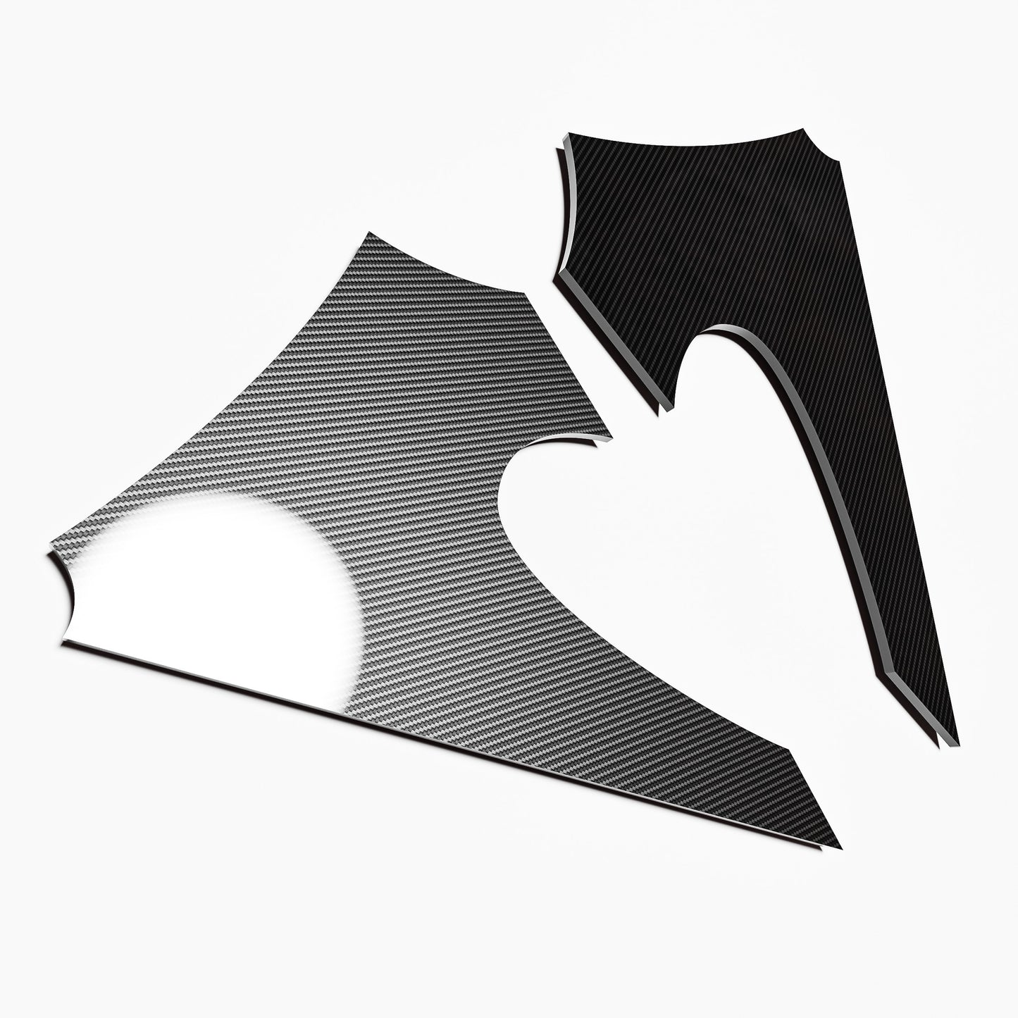 3K Carbon Fiber End Plates for Spoilers - The Battle Design - 18"x12" Raw (Un-Drilled) - Universal Fit - DIY Custom Mounting - Pair (Left+Right)