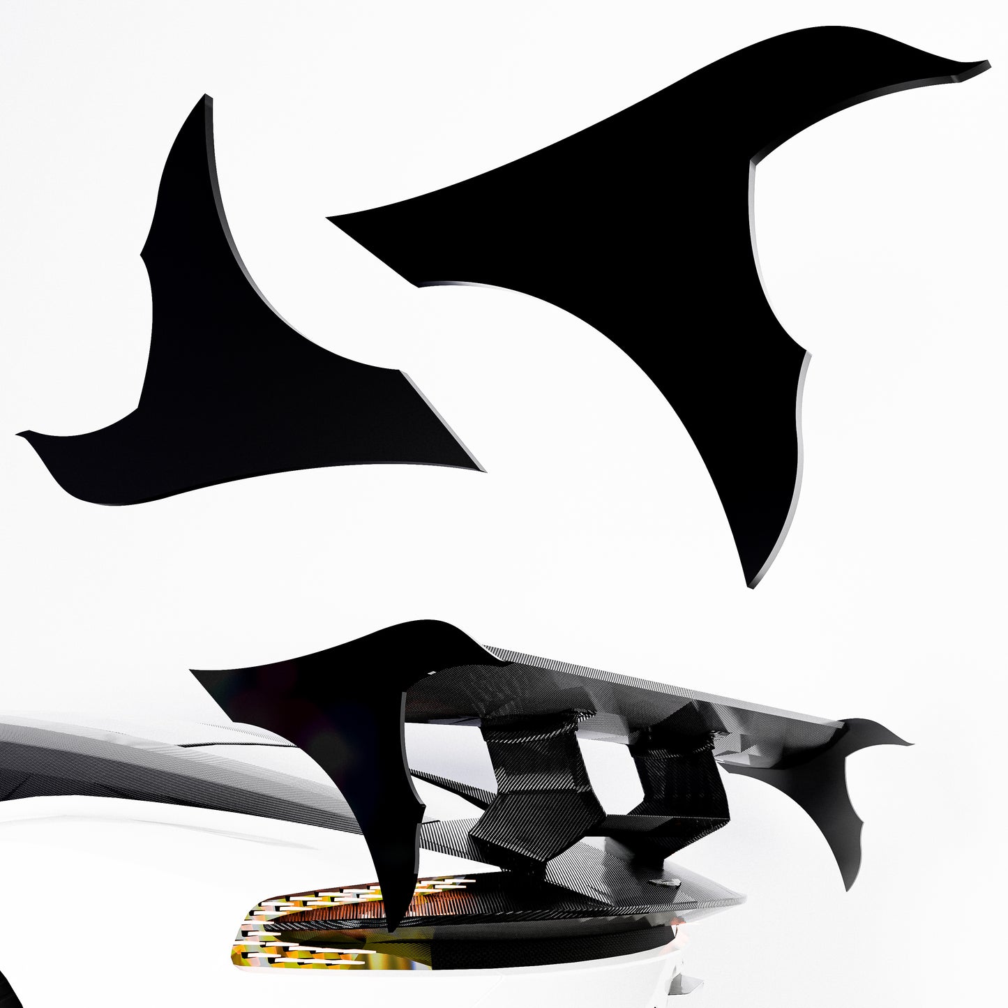 Universal Racing Spoiler End Plates, Black, Aerodynamic Wing Side Plates R2