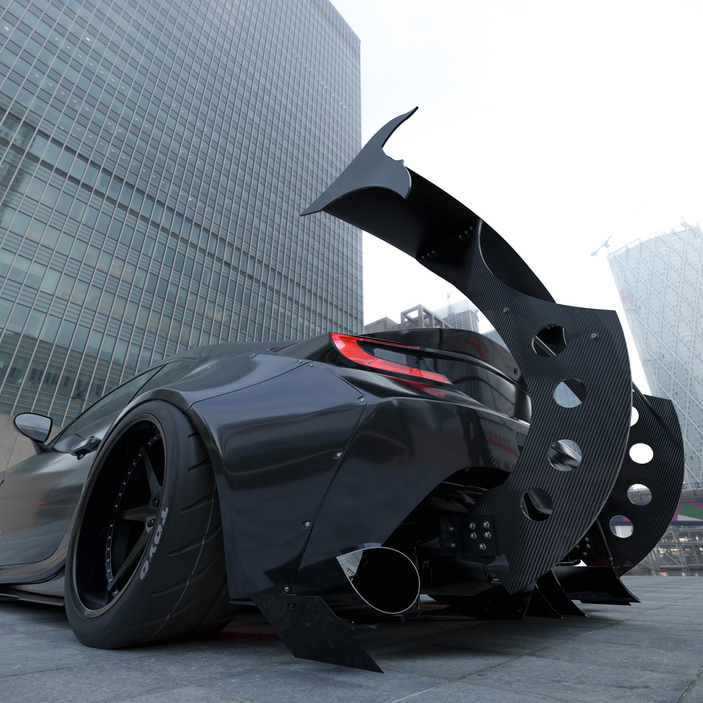 Universal Racing Spoiler End Plates, Black, Aerodynamic Wing Side Plates R2