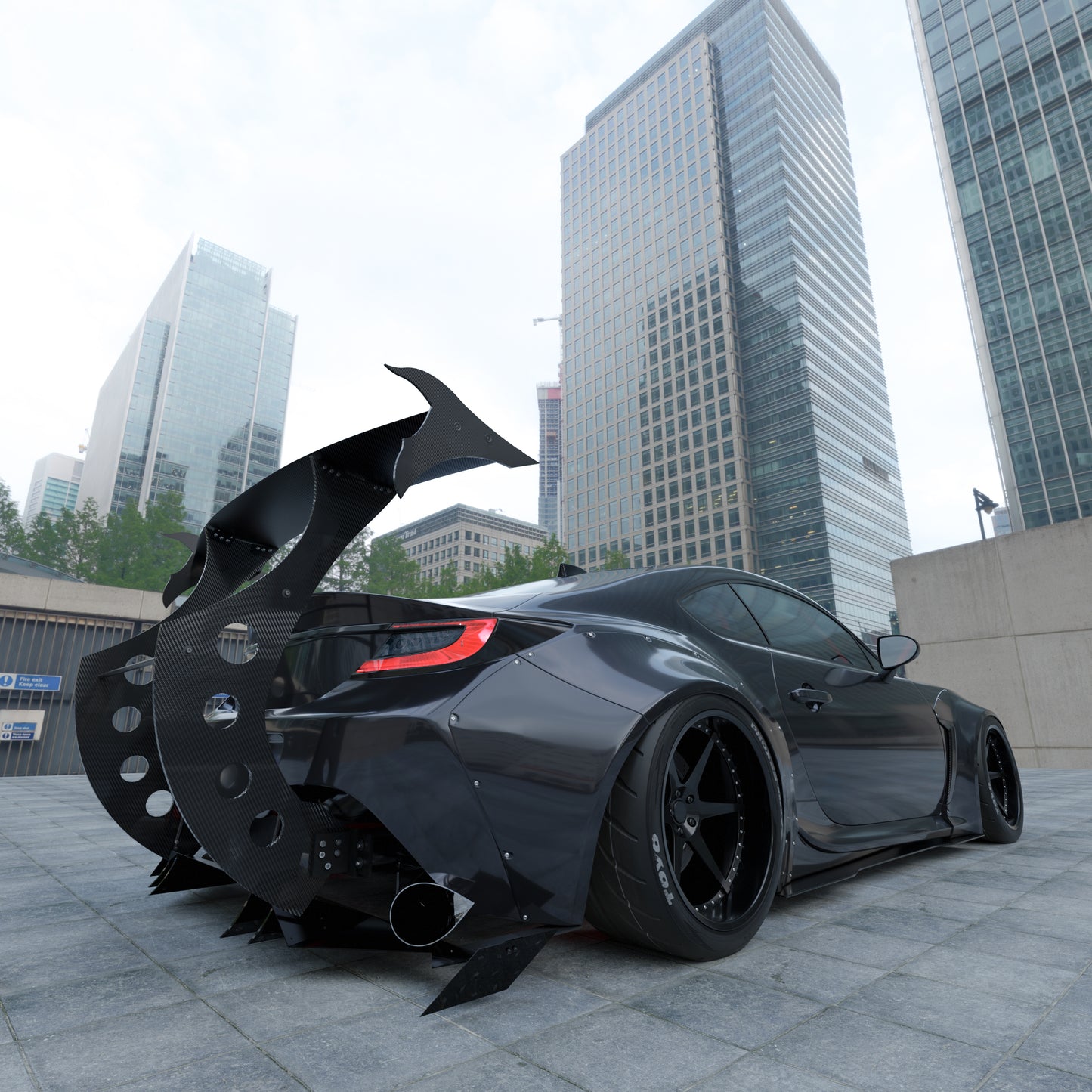 Universal Racing Spoiler End Plates, Black, Aerodynamic Wing Side Plates R2
