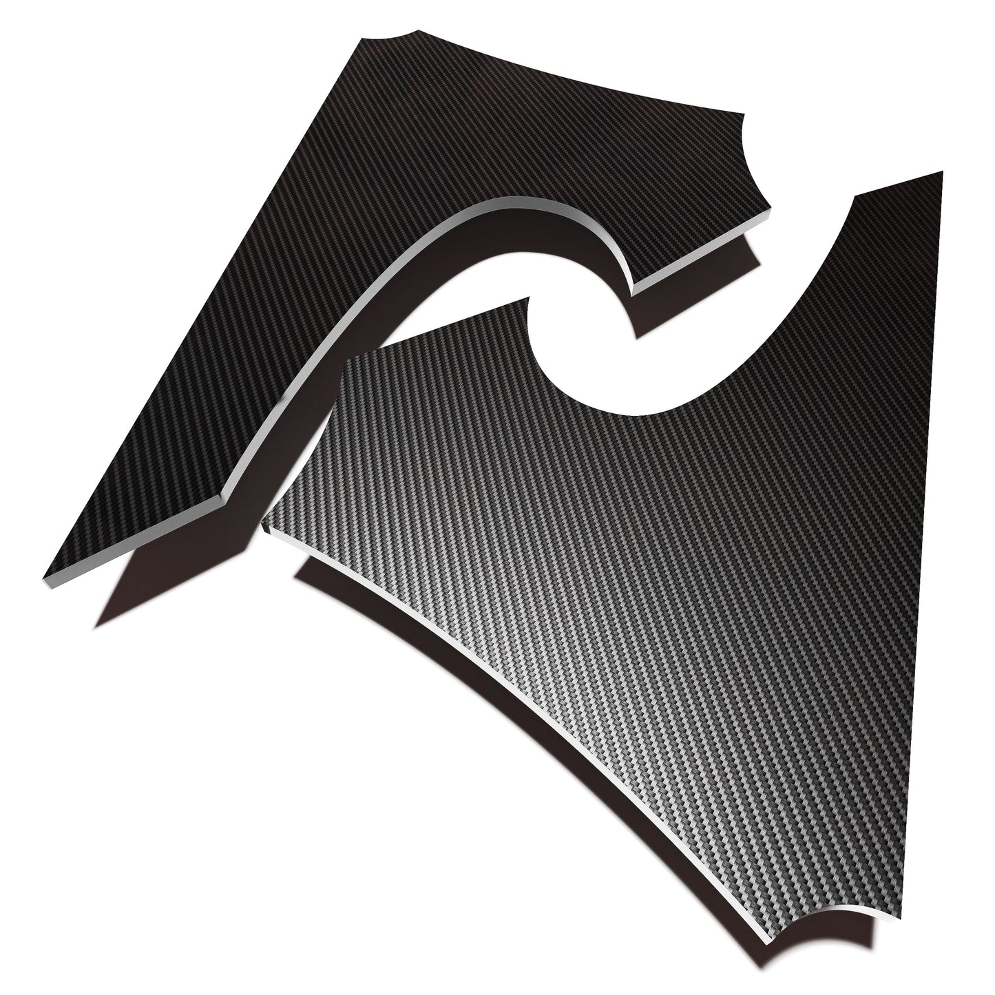 3K Carbon Fiber End Plates for Spoilers - The Battle Design - 18"x12" Raw (Un-Drilled) - Universal Fit - DIY Custom Mounting - Pair (Left+Right)