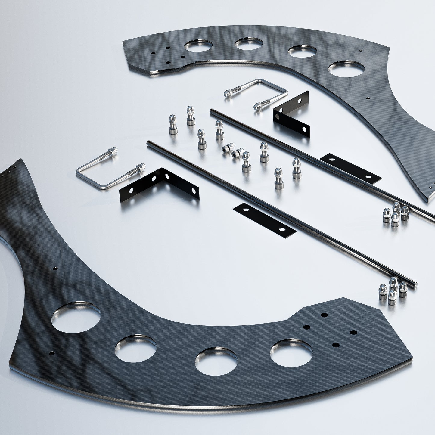 Universal Carbon Fiber Wing Mounting Plates - Heavy Duty 1x1" Square Tube Adapters for Chassis-Mounted Spoilers Complete Bracket System for Aftermarket Wings (No Drilling Required)